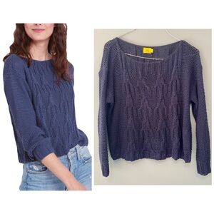 New No Tags. Roller Rabbit Blue Crew Neck Sweater Size M 100% Organic Cotton